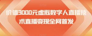 价值3000元虚拟数字人直播技术直播变现全网首发【揭秘】-吗喽副业资源站