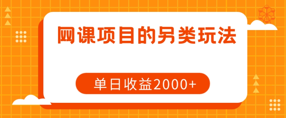 网课项目的另类玩法，单日收益2000+【揭秘】-吗喽副业资源站