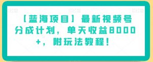 【蓝海项目】最新视频号分成计划,单天收益8000+,附玩法教程!-吗喽副业资源站