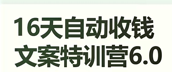 16天自动收钱文案特训营6.0，学会儿每天自动咔咔收钱-吗喽副业资源站