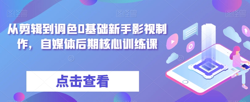 从剪辑到调色0基础新手影视制作，自媒体后期核心训练课-吗喽副业资源站