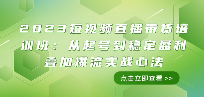 2023短视频直播带货培训班：从起号到稳定盈利叠加爆流实战心法（11节课）-吗喽副业资源站