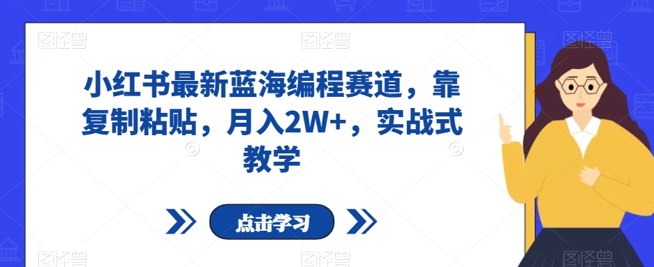 小红书最新蓝海编程赛道，靠复制粘贴，月入2W+，实战式教学【揭秘】-吗喽副业资源站