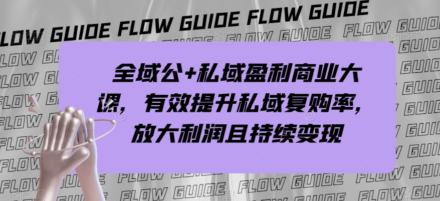 全域公+私域盈利商业大课，有效提升私域复购率，放大利润且持续变现-吗喽副业资源站