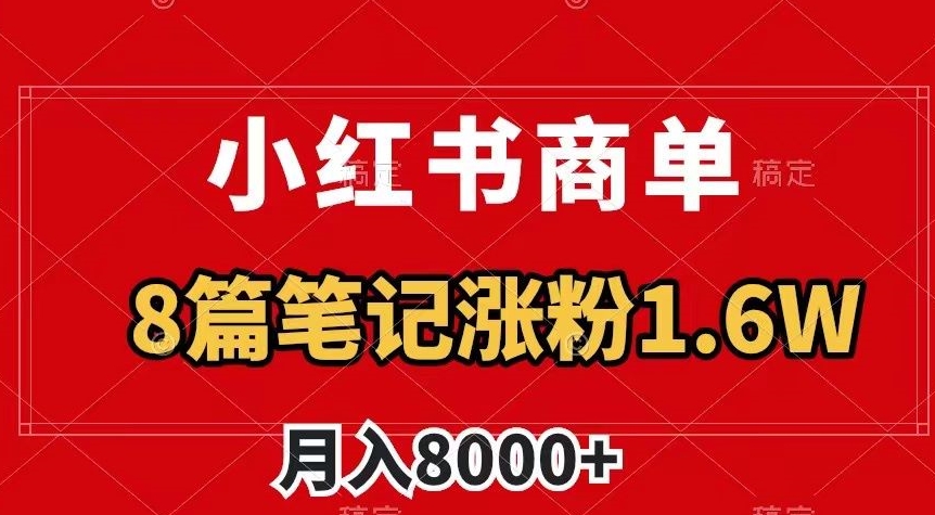 小红书商单最新玩法，8篇笔记涨粉1.6w，作品制作简单，月入8000+【揭秘】-吗喽副业资源站