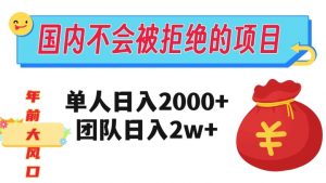 在国内不怕被拒绝的项目，单人日入2000，团队日入20000+【揭秘】-吗喽副业资源站