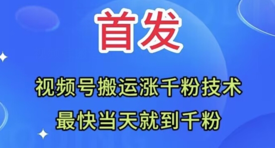 全网首发：视频号无脑搬运涨千粉技术，最快当天到千粉【揭秘】-吗喽副业资源站