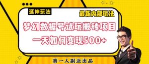 数据号回归玩法游戏试玩搬砖项目再创日入500+【揭秘】-吗喽副业资源站