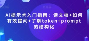 AI提示术入门指南：读文档+如何有效提问+了解token+prompt的结构化【揭秘】-吗喽副业资源站
