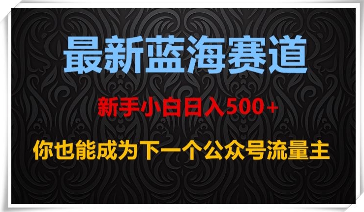 最新蓝海赛道，新手小白日入500+，你也能成为下一个公众号流量主【揭秘】-吗喽副业资源站