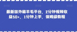 最新国外薅羊毛平台，2分钟视频收益50+，1分钟上手，保姆级教程【揭秘】-吗喽副业资源站