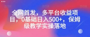 全网首发，多平台收益项目，0基础日入500+，保姆级教学实操落地【揭秘】-吗喽副业资源站