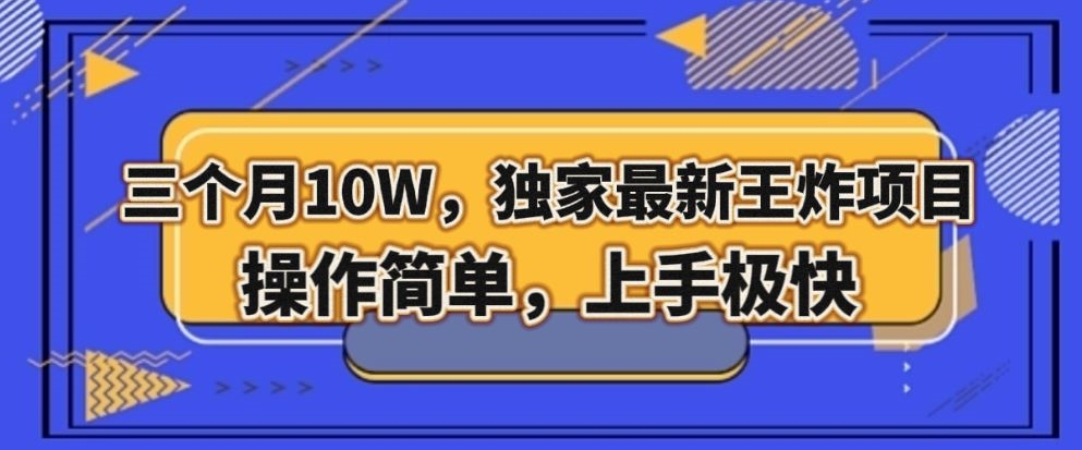 三个月10W，独家最新王炸项目！操作简单，上手极快【揭秘】-吗喽副业资源站