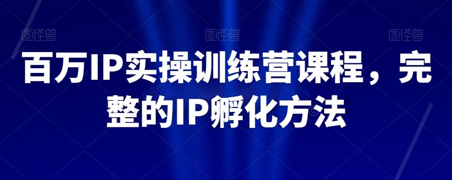 百万IP实操训练营课程，完整的IP孵化方法-吗喽副业资源站