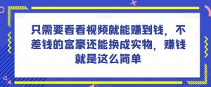 谁做过这么简单的项目?只需要看看视频就能赚到钱,不差钱的富豪还能换成实物,赚钱就是这么简单!【揭秘】-吗喽副业资源站