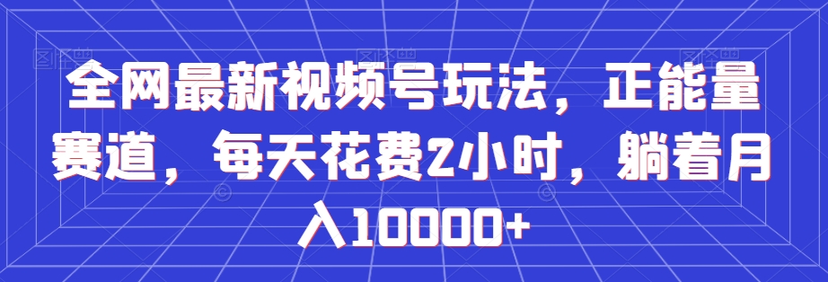 全网最新视频号玩法，正能量赛道，每天花费2小时，躺着月入10000+【揭秘】-吗喽副业资源站