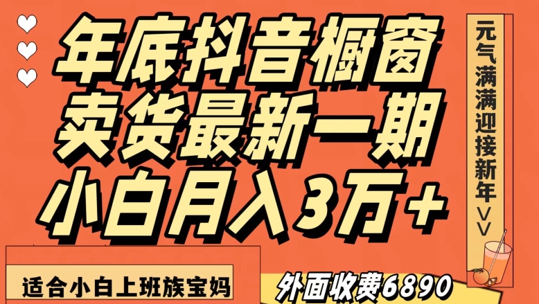 外面收费6890元年底抖音橱窗卖货最新一期，小白月入3万，适合小白上班族宝妈【揭秘】-吗喽副业资源站