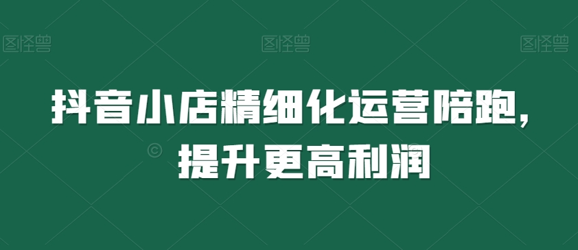 抖音小店精细化运营陪跑，提升更高利润-吗喽副业资源站