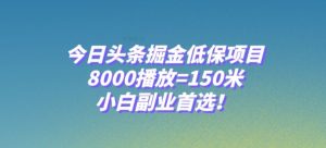 今日头条掘金低保项目，8000播放=150米，小白副业首选【揭秘】-吗喽副业资源站