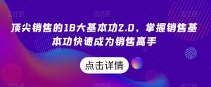 顶尖销售的18大基本功2.0,掌握销售基本功快速成为销售高手-吗喽副业资源站