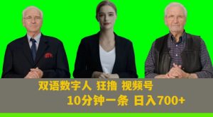 Ai生成双语数字人狂撸视频号，日入700+内附251G素材【揭秘】-吗喽副业资源站