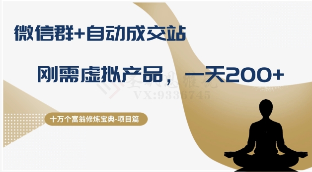 十万个富翁修炼宝典之8.微信群+自动成交站，刚需虚拟产品，一天200+-吗喽副业资源站