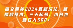 图文带货2024最新玩法，破播放技术，三天起号，小白也能日入500+【揭秘】-吗喽副业资源站