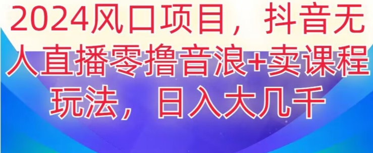 2024风口项目，抖音无人主播撸音浪+卖课程玩法，日入大几千【揭秘】-吗喽副业资源站