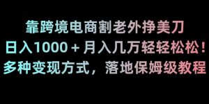 靠跨境电商割老外挣美刀，日入1000＋月入几万轻轻松松！多种变现方式，落地保姆级教程【揭秘】-吗喽副业资源站