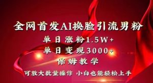 全网首发Ai换脸引流男粉，单日涨粉1.5w+，单日变现3000+，小白也能轻松上手拿结果【揭秘】-吗喽副业资源站