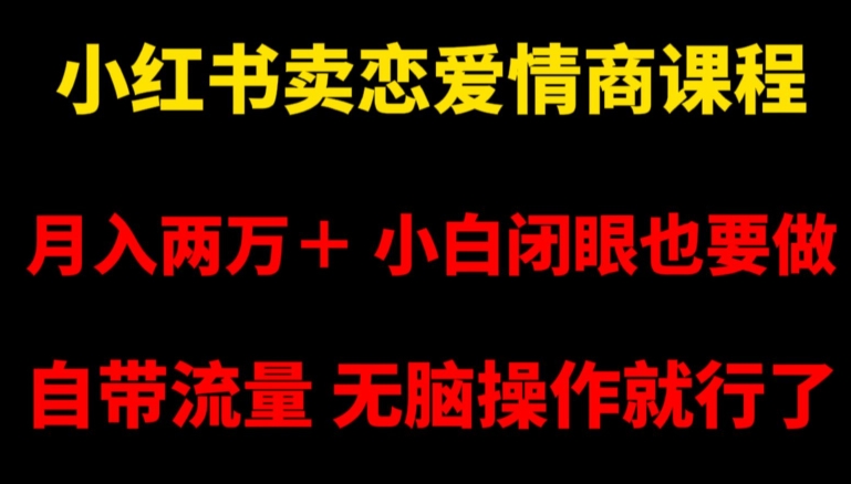 小红书卖恋爱情商课程，月入两万＋，小白闭眼也要做，自带流量，无脑操作就行了【揭秘】-吗喽副业资源站
