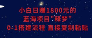 小白能日赚1800元的蓝海项目”释梦”0-1搭建流程可直接复制粘贴长期做【揭秘】-吗喽副业资源站