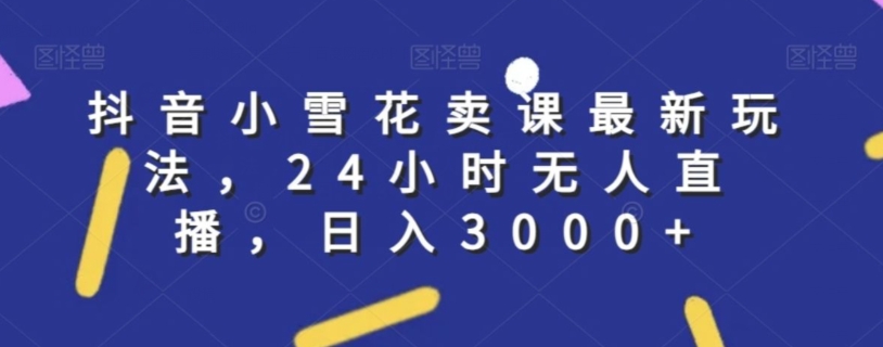 抖音小雪花卖课最新玩法，24小时无人直播，日入3000+【揭秘】-吗喽副业资源站