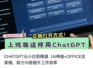CHATGPT从小白到精通，AI神器+OFFICE全家桶，助力10倍提升工作效率-吗喽副业资源站