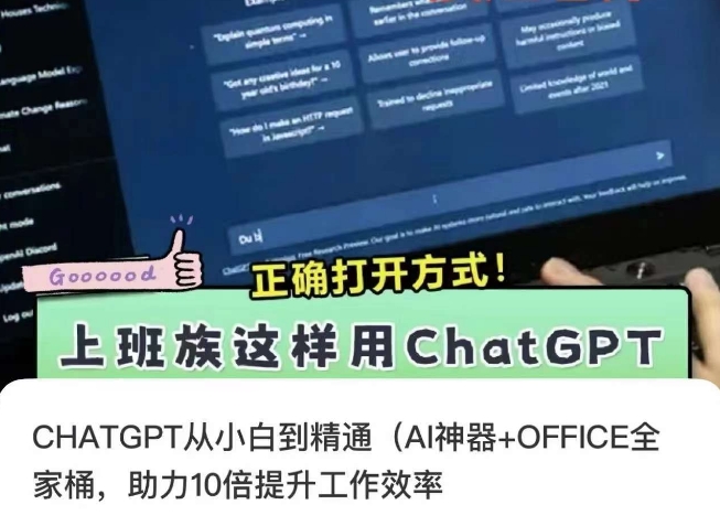 CHATGPT从小白到精通，AI神器+OFFICE全家桶，助力10倍提升工作效率-吗喽副业资源站