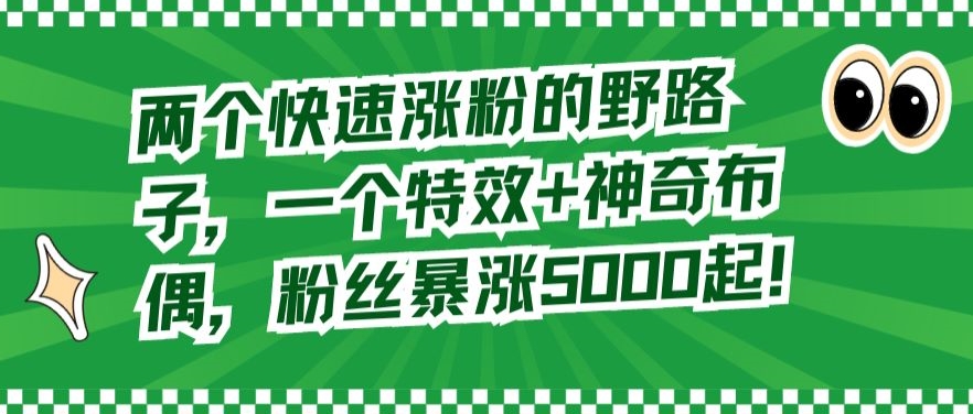 两个快速涨粉的野路子，一个特效+神奇布偶，粉丝暴涨5000起【揭秘】-吗喽副业资源站