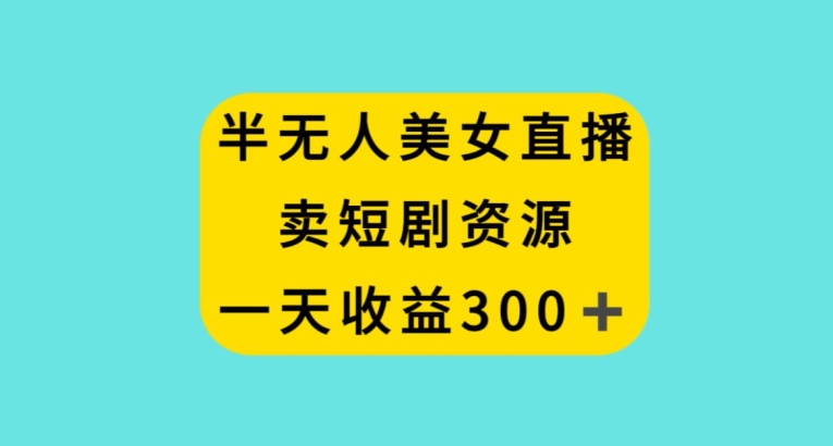半无人美女直播，卖短剧资源，一天收益300+【揭秘】-吗喽副业资源站