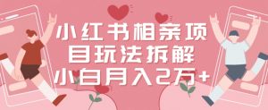 小红书相亲项目玩法拆解，有人通过这个副业项目做到了月收入2万多【揭秘】-吗喽副业资源站
