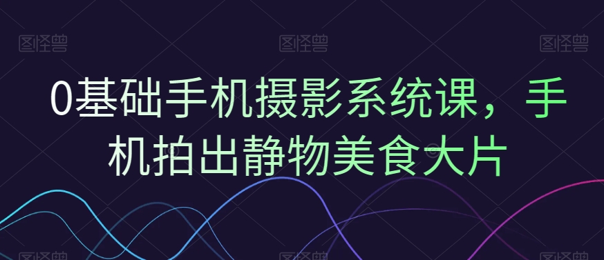 0基础手机摄影系统课，手机拍出静物美食大片-吗喽副业资源站