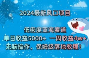 2024最新风口项目，低密度蓝海赛道，单日收益5000+，一周收益4w+！【揭秘】-吗喽副业资源站