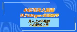 小红书无人直播月入30gmv实操教学，月入上w不是梦，小白轻松上手【揭秘】-吗喽副业资源站
