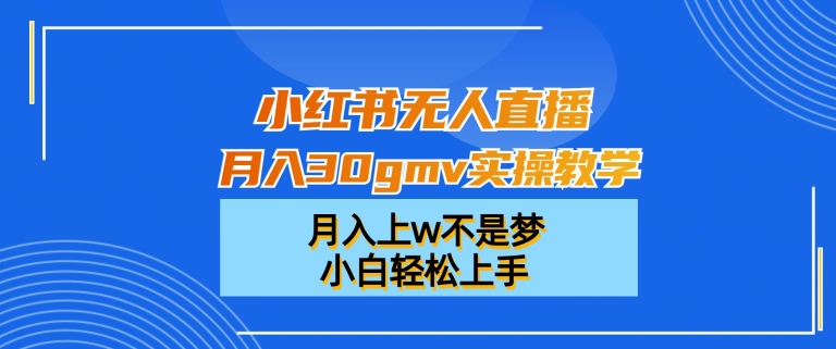 小红书无人直播月入30gmv实操教学，月入上w不是梦，小白轻松上手【揭秘】-吗喽副业资源站