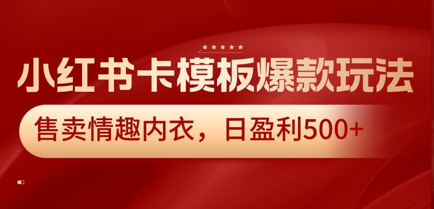小红书卡模板爆款玩法，售卖情趣内衣，日盈利500+【揭秘】-吗喽副业资源站