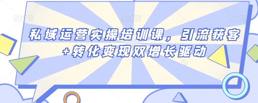 私域运营实操培训课，引流获客+转化变现双增长驱动-吗喽副业资源站
