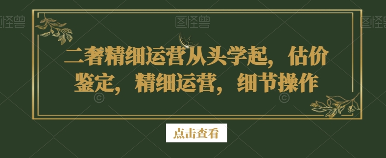 二奢精细运营从头学起，估价鉴定，精细运营，细节操作-吗喽副业资源站