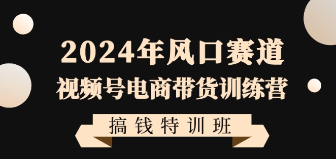 2024年风口赛道视频号电商带货训练营搞钱特训班，带领大家快速入局自媒体电商带货-吗喽副业资源站