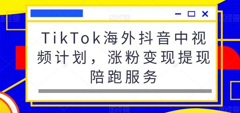 TikTok海外抖音中视频计划，涨粉变现提现陪跑服务-吗喽副业资源站