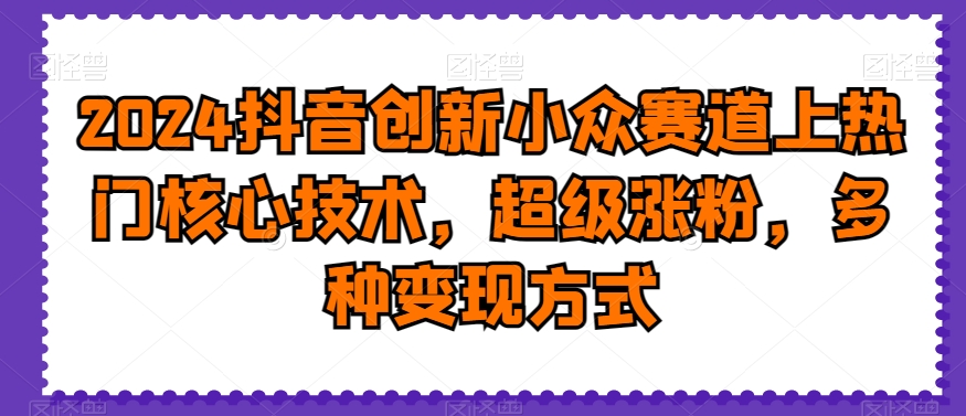 2024抖音创新小众赛道上热门核心技术，超级涨粉，多种变现方式【揭秘】-吗喽副业资源站