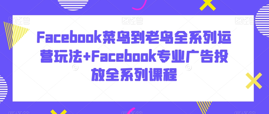 Facebook菜鸟到老鸟全系列运营玩法+Facebook专业广告投放全系列课程-吗喽副业资源站