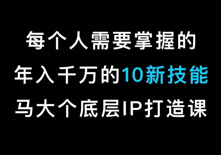马大个的IP底层逻辑课，​每个人需要掌握的年入千万的10新技能，约会底层IP打造方法！-吗喽副业资源站